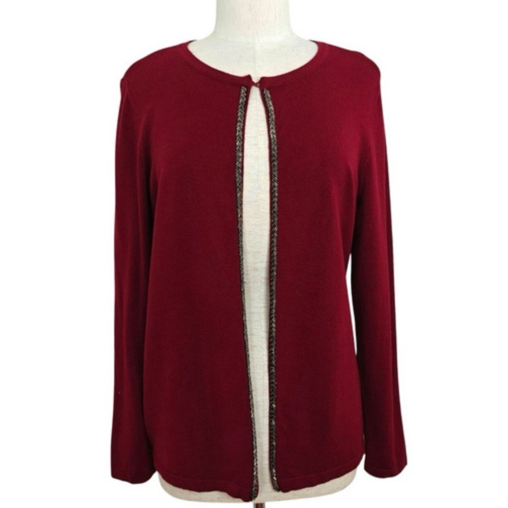 Chico's Women's Long Sleeve Red Open Front Cardigan Size‎ 3 US XL